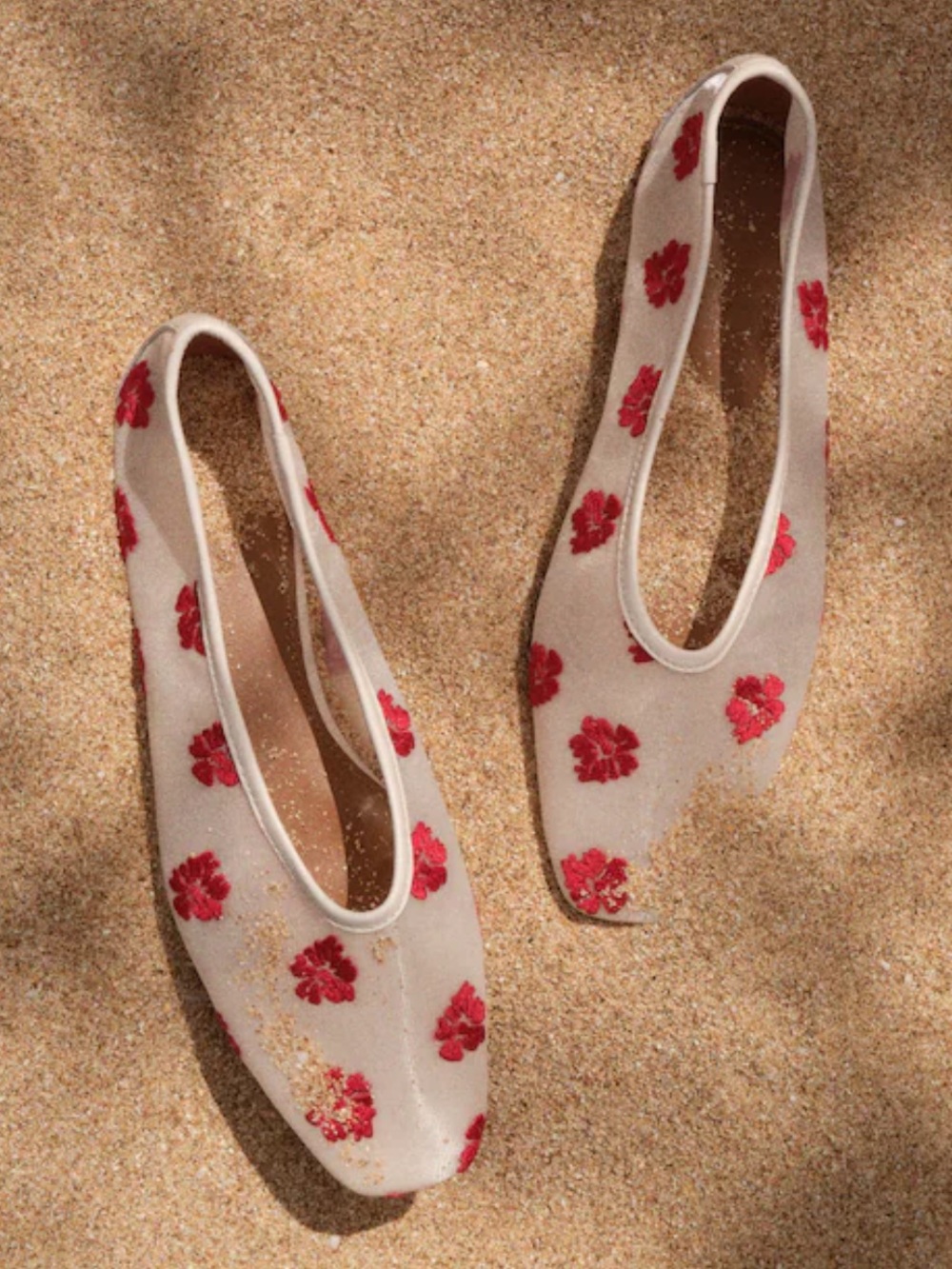 Madewell The Mylie Mesh Ballet Flat vintage ivory red embroidered flowers OA575 - Picture 4 of 11